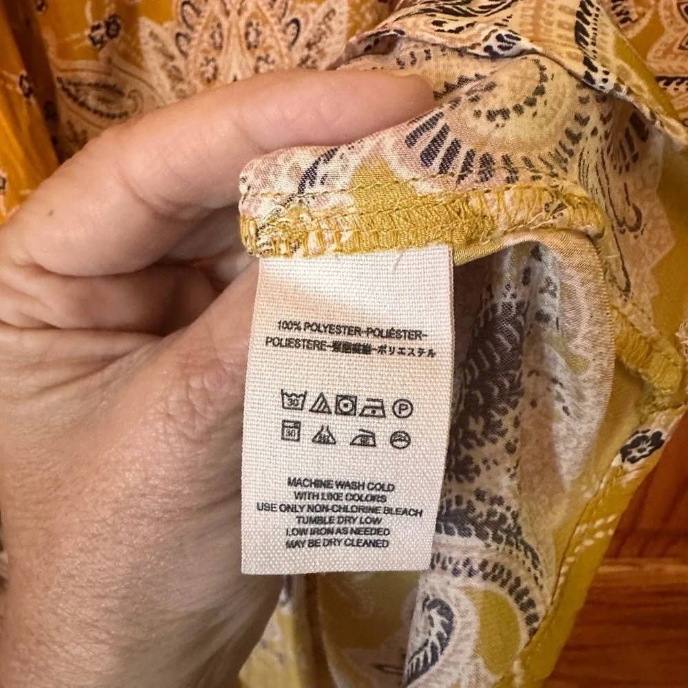 Free People Yellow Paisley Tunic Blouse - Picture 6 of 11